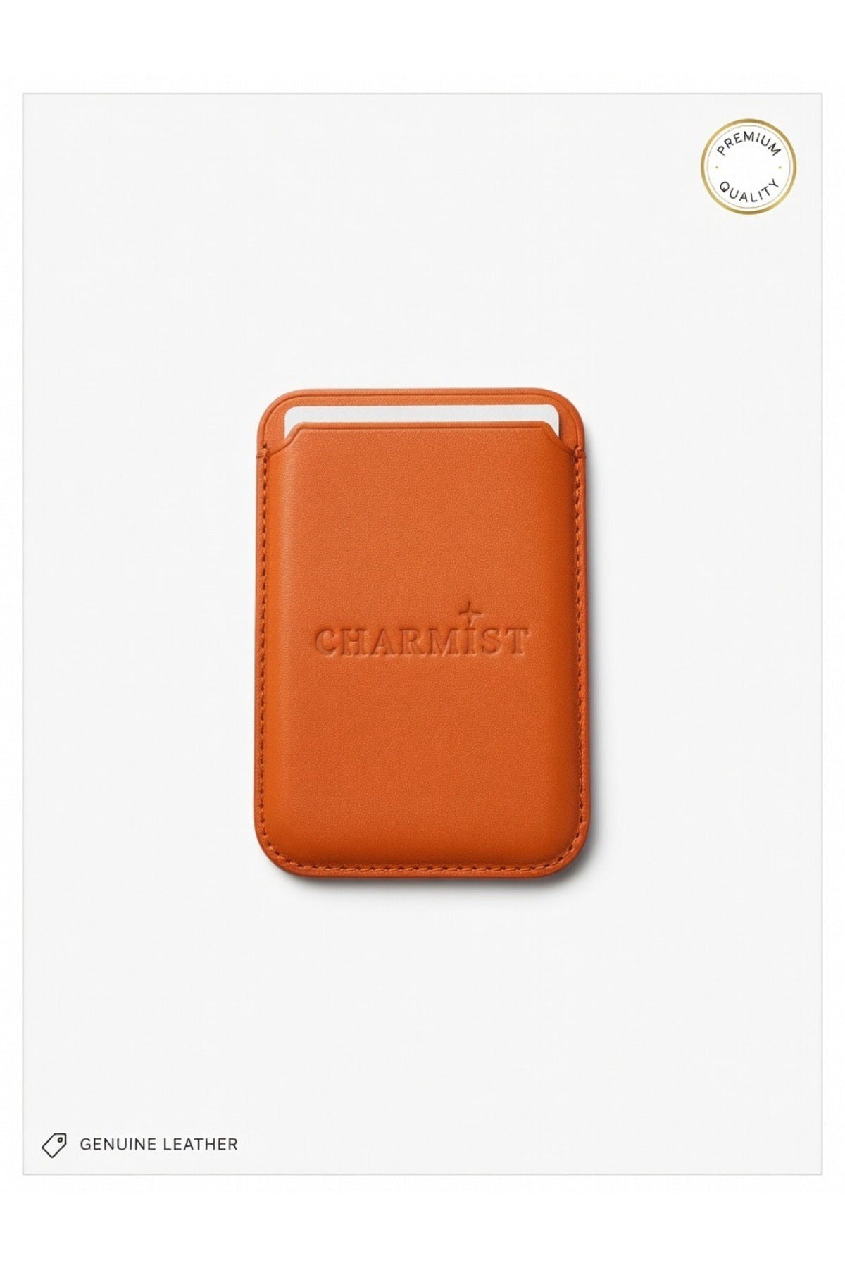 Magsafe Mıknatıslı Kartlık Deri Cüzdan Kartlık Tüm Magsafe Akıllı Telefonlarla Uyumlu Turuncu
