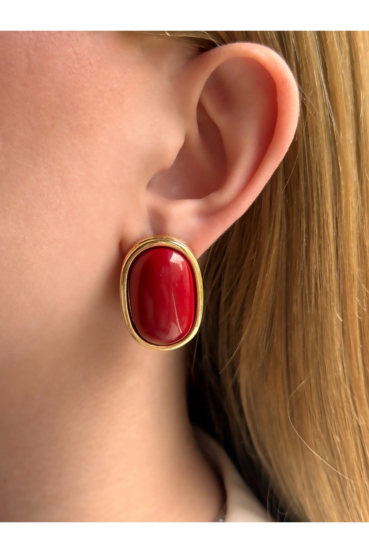 Çelik larina bordo küpe