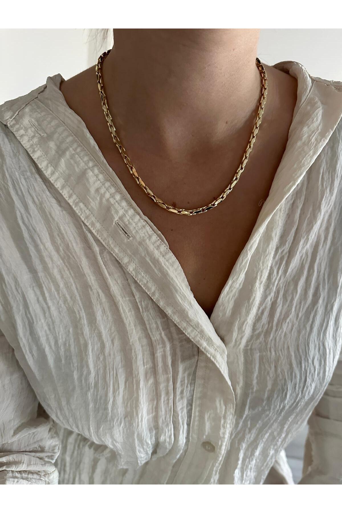 14k 60 cm Çelik Üzeri Altın Kaplama Kuyumcu İşçiliği Zincir Kolye