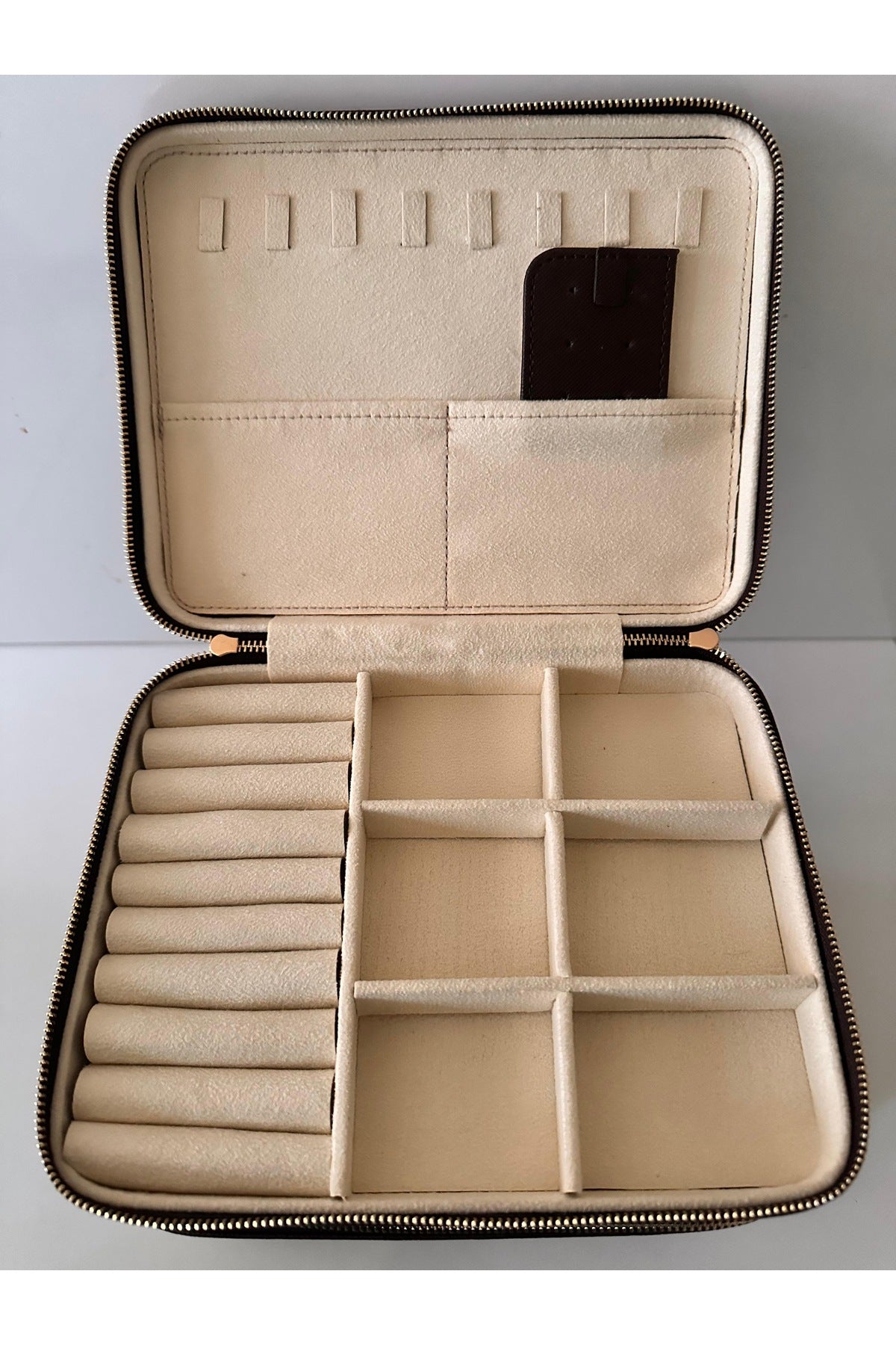 Kişiye özel isim yazılı suni deri büyük boy takı mücevher ve makyaj çantası - organizer box