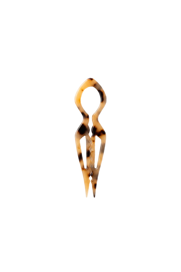 Kemik Saç Tokası 11 cm Karamel Leopar