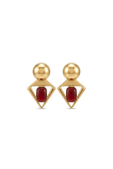 Çelik gold hely bordo küpe