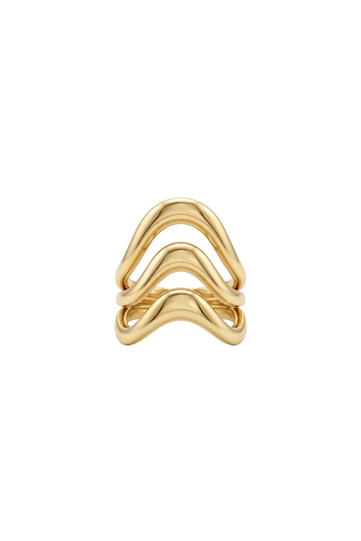 Çelik Wave Üçlü Ayarlanabilir Yüzük Gold