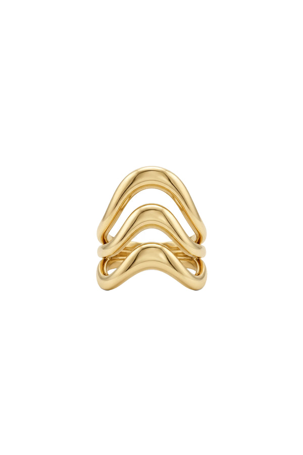 Çelik Wave Üçlü Ayarlanabilir Yüzük Gold