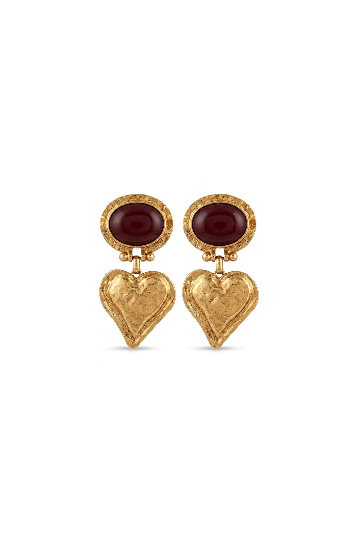 Çelik heart bordo küpe