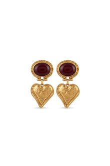 Çelik heart bordo küpe