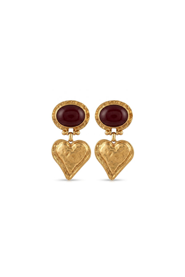 Çelik heart bordo küpe