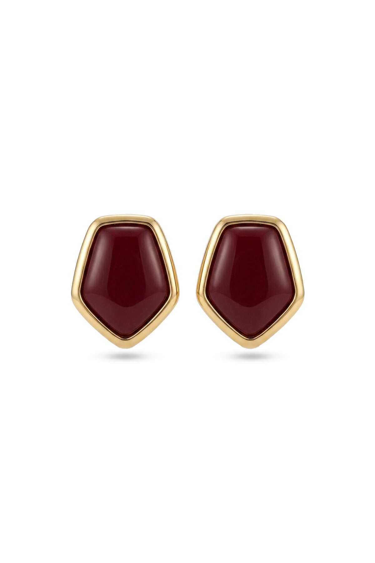 Çelik gold detaylı bordo asim küpe