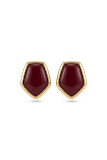 Çelik gold detaylı bordo asim küpe