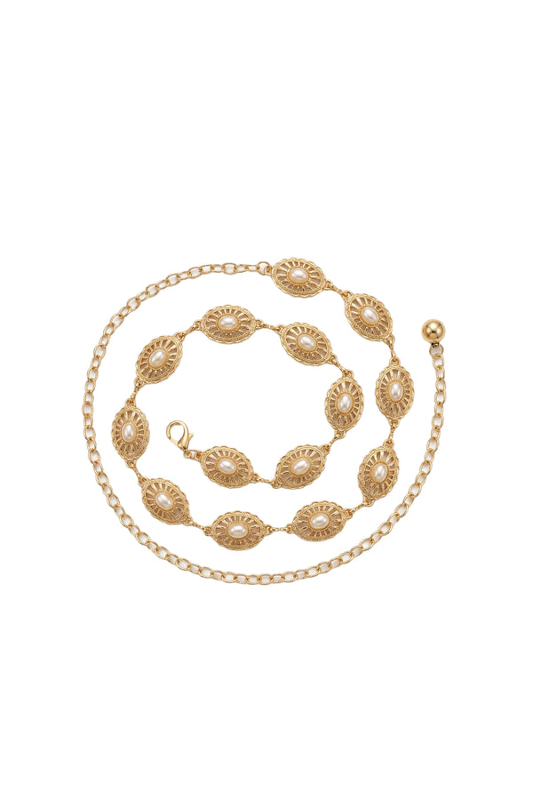 Gold Desenli Bel Zinciri