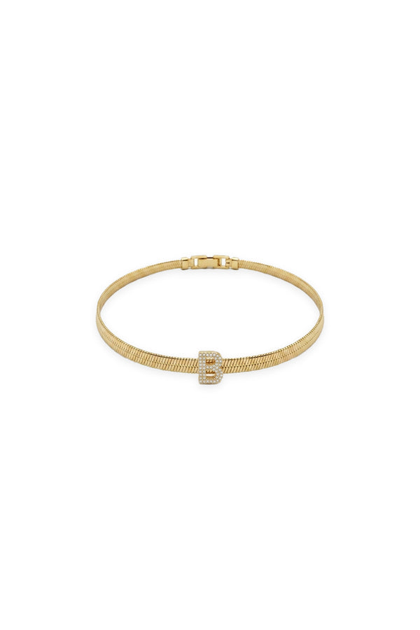 Çelik Üzeri Altın Kaplama Monogram Gold Harf Bileklik - B