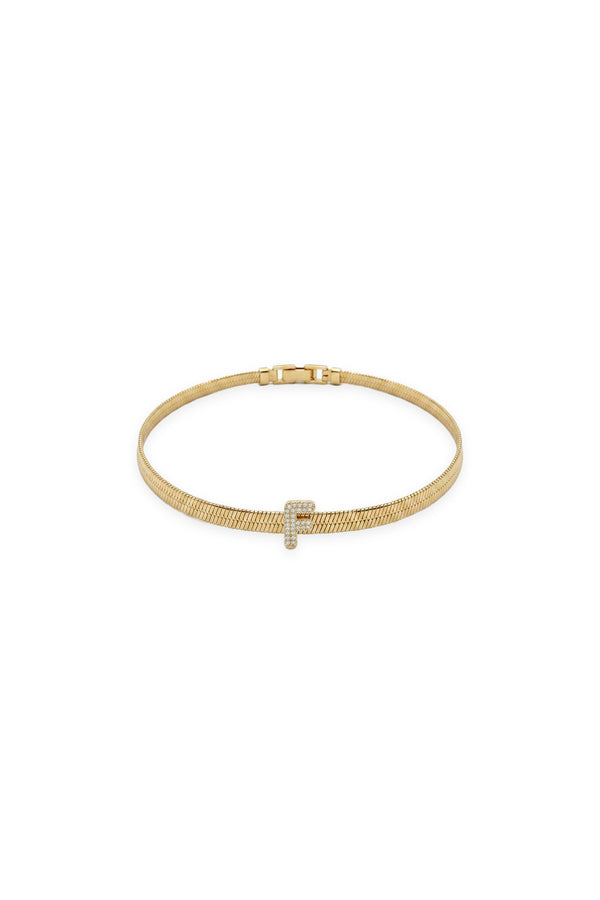 Çelik Üzeri Altın Kaplama Monogram Gold Harf Bileklik - F