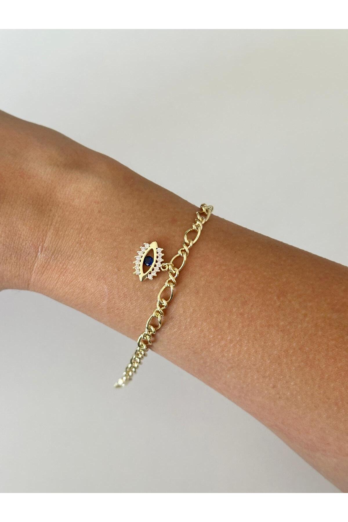 14K Çelik Üzeri Altın Kaplama Göz Bileklik