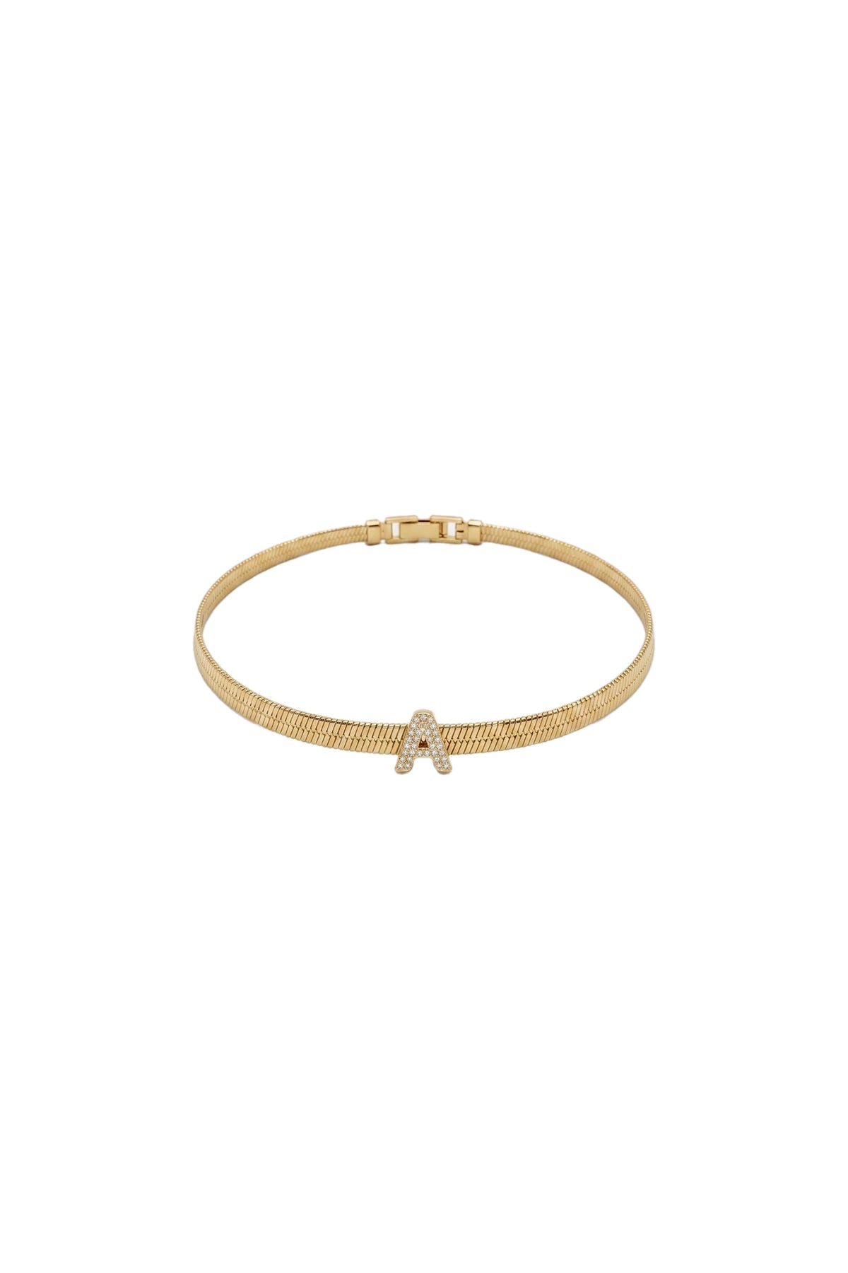 Çelik Üzeri Altın Kaplama Monogram Gold Harf Bileklik - A