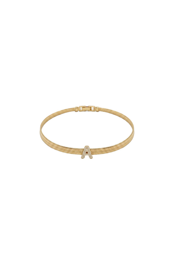 Çelik Üzeri Altın Kaplama Monogram Gold Harf Bileklik - A