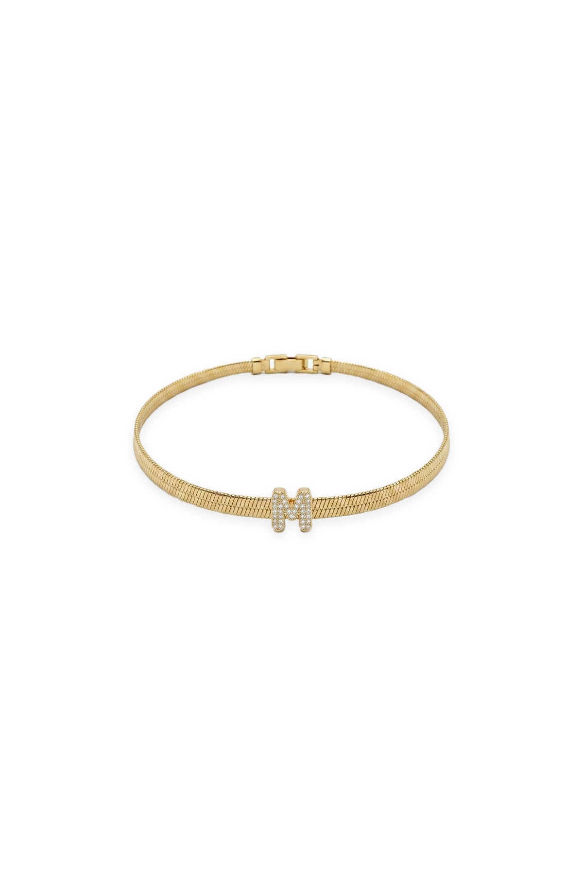 Çelik Üzeri Altın Kaplama Monogram Gold Harf Bileklik - M