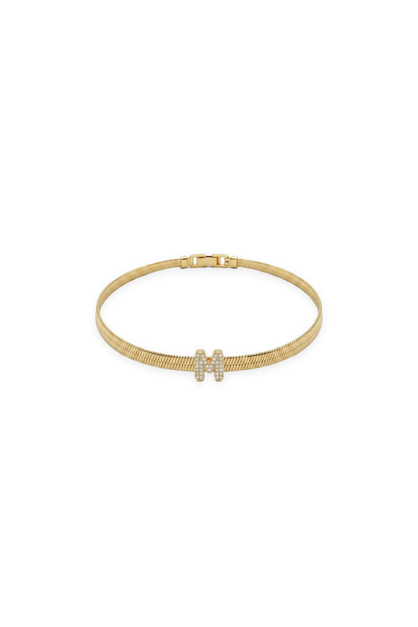 Çelik Üzeri Altın Kaplama Monogram Gold Harf Bileklik - M