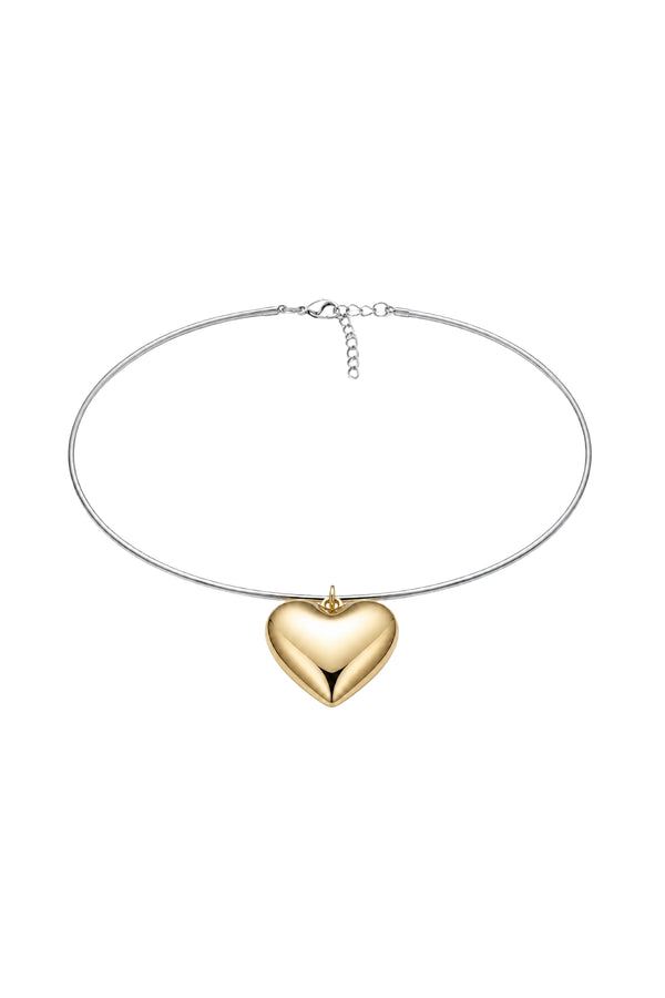 Çelik üzeri altın kaplama kalpli Choker