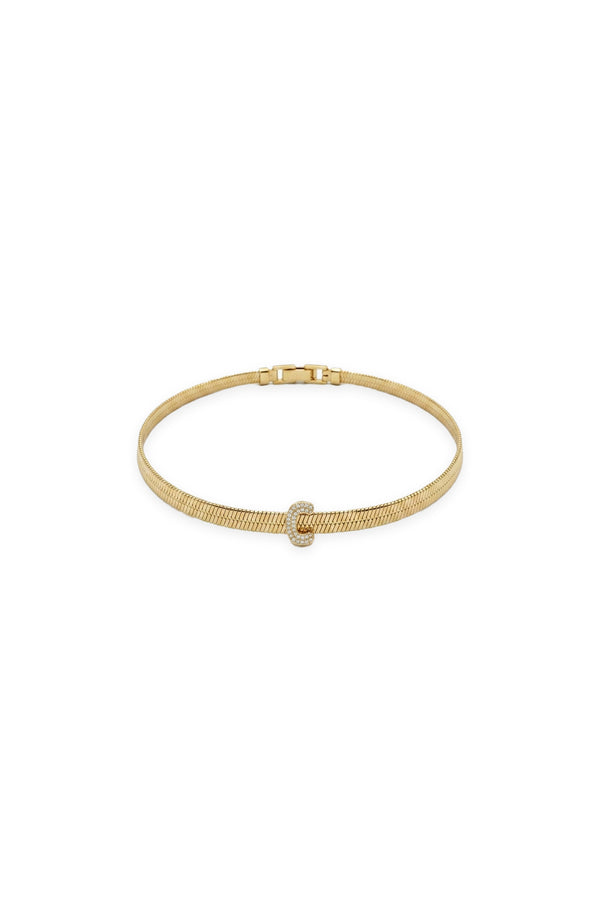 Çelik Üzeri Altın Kaplama Monogram Gold Harf Bileklik - C