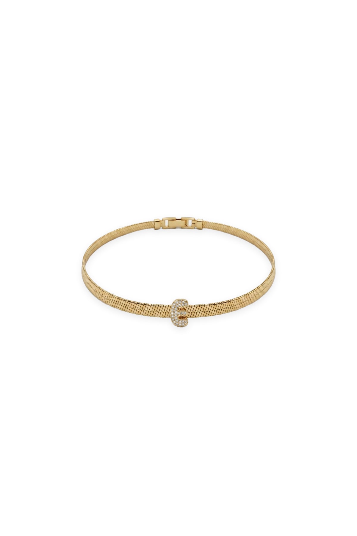 Çelik Üzeri Altın Kaplama Monogram Gold Harf Bileklik - E