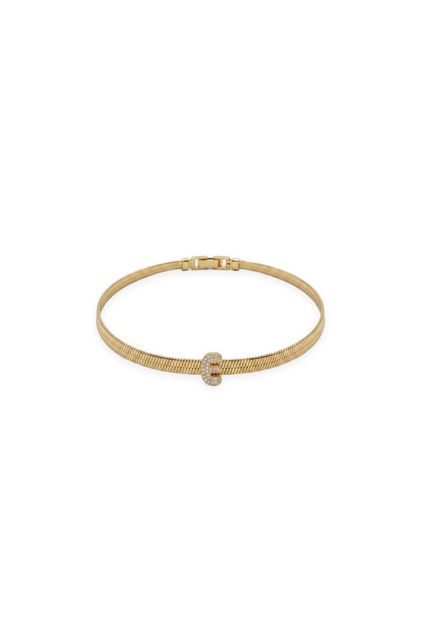Çelik Üzeri Altın Kaplama Monogram Gold Harf Bileklik - E
