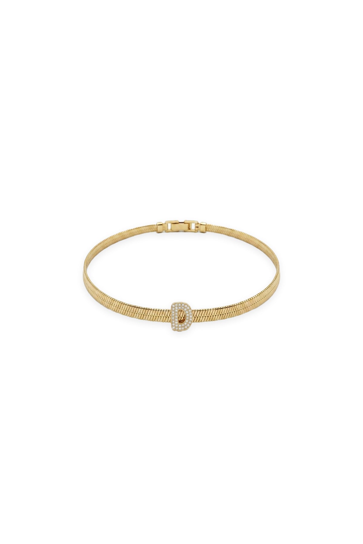 Çelik Üzeri Altın Kaplama Monogram Gold Harf Bileklik - D