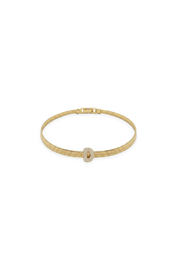 Çelik Üzeri Altın Kaplama Monogram Gold Harf Bileklik - D