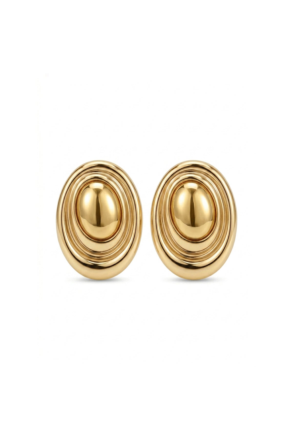 Çelik Sculpt Oval Küpe Gold