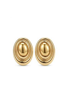 Çelik Sculpt Oval Küpe Gold