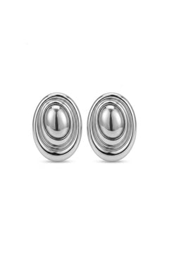 Çelik Sculpt Oval Küpe Gümüş