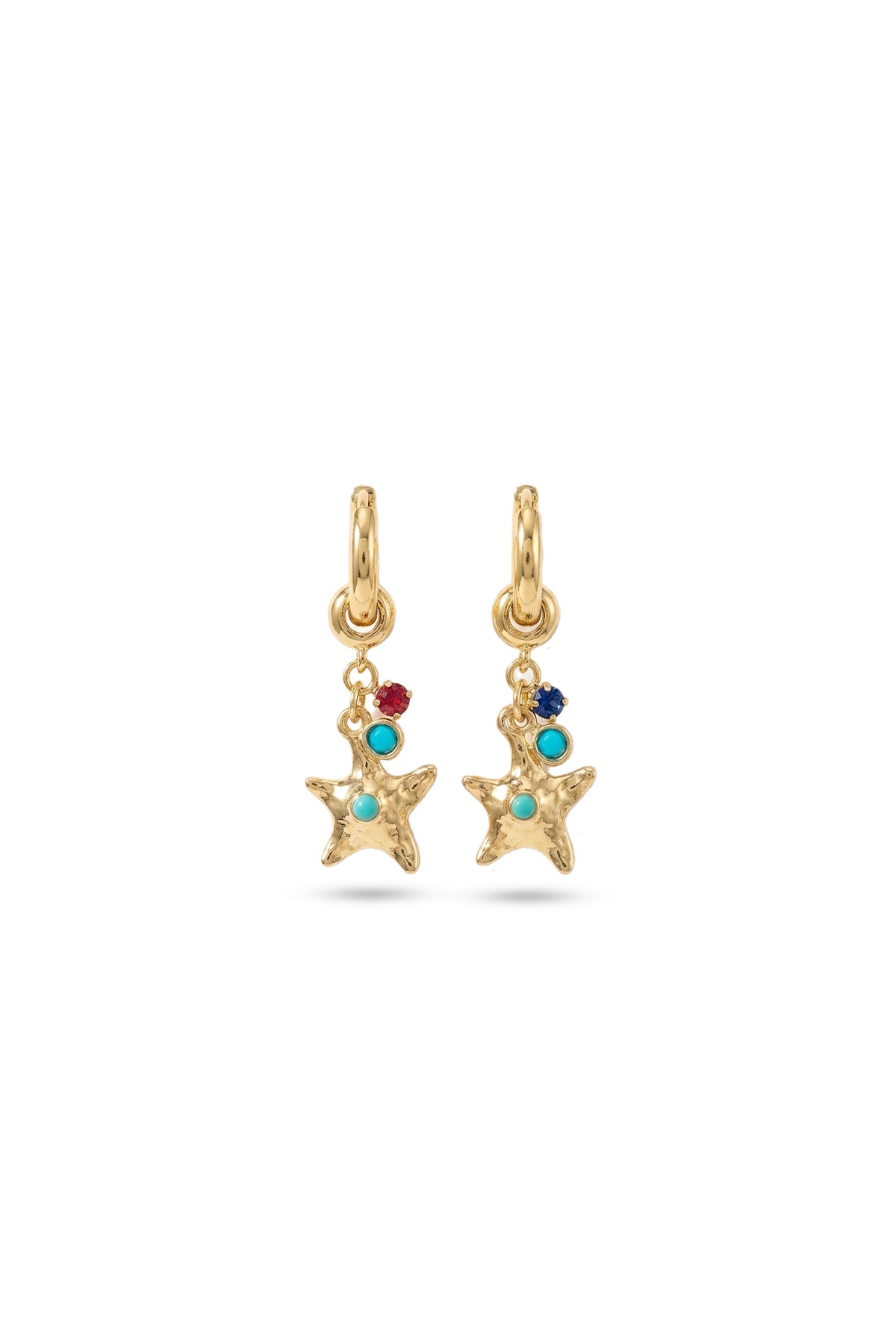 Çelik Charm detaylı mavi küpe