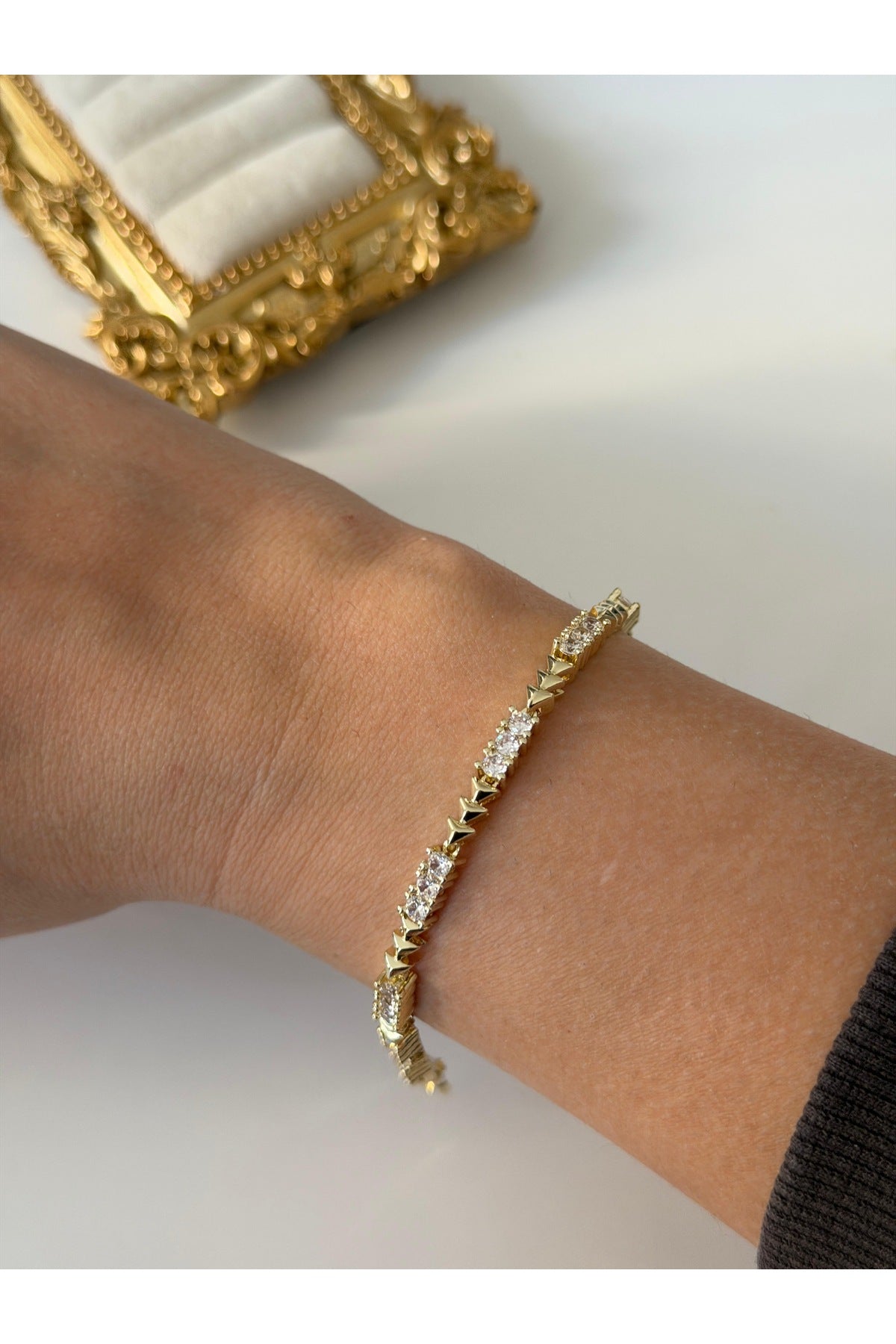 Çelik özel seri zirkon plaka bileklik