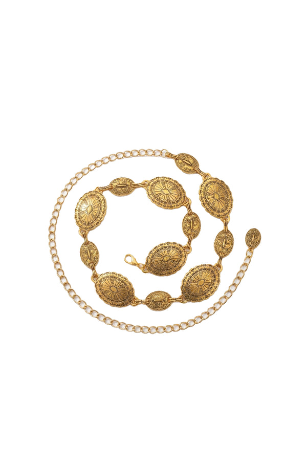 Gold Desenli Bel Zinciri