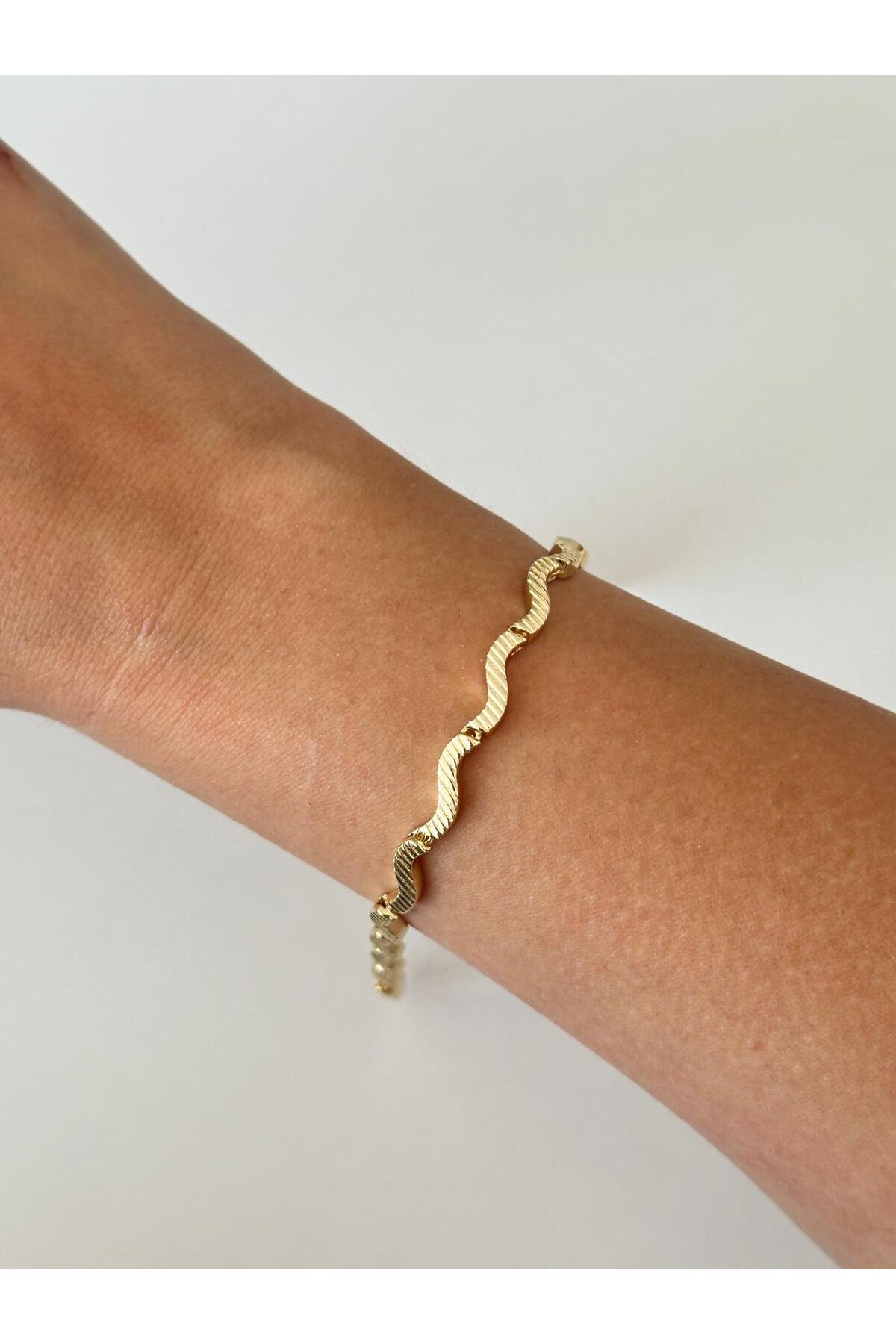 14K Çelik Üzeri Altın Kaplama Vip S Basic Bileklik