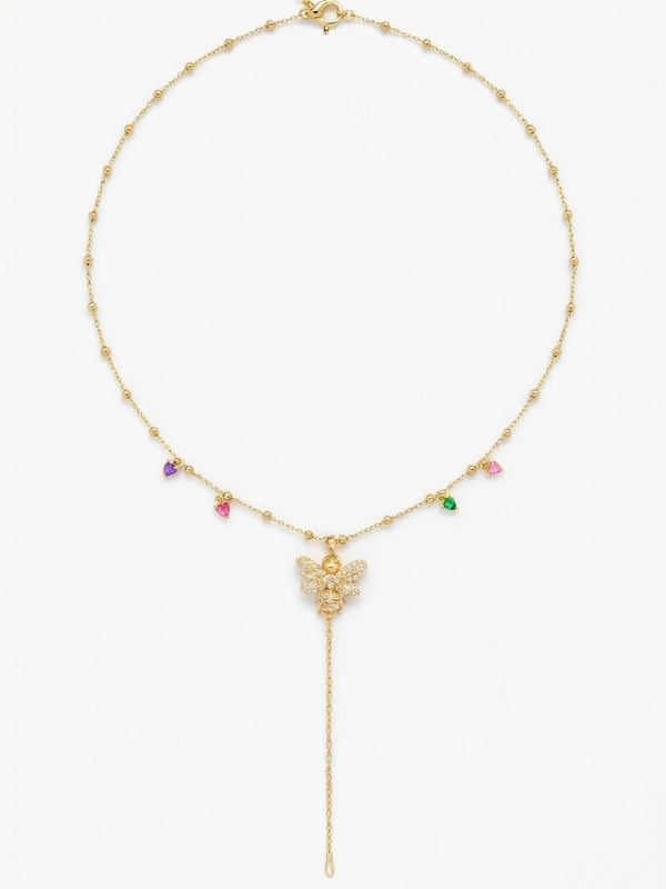 14K Çelik Üzeri Altın Kaplama Renkli Zirkon Taş Kelebek Y Kolye