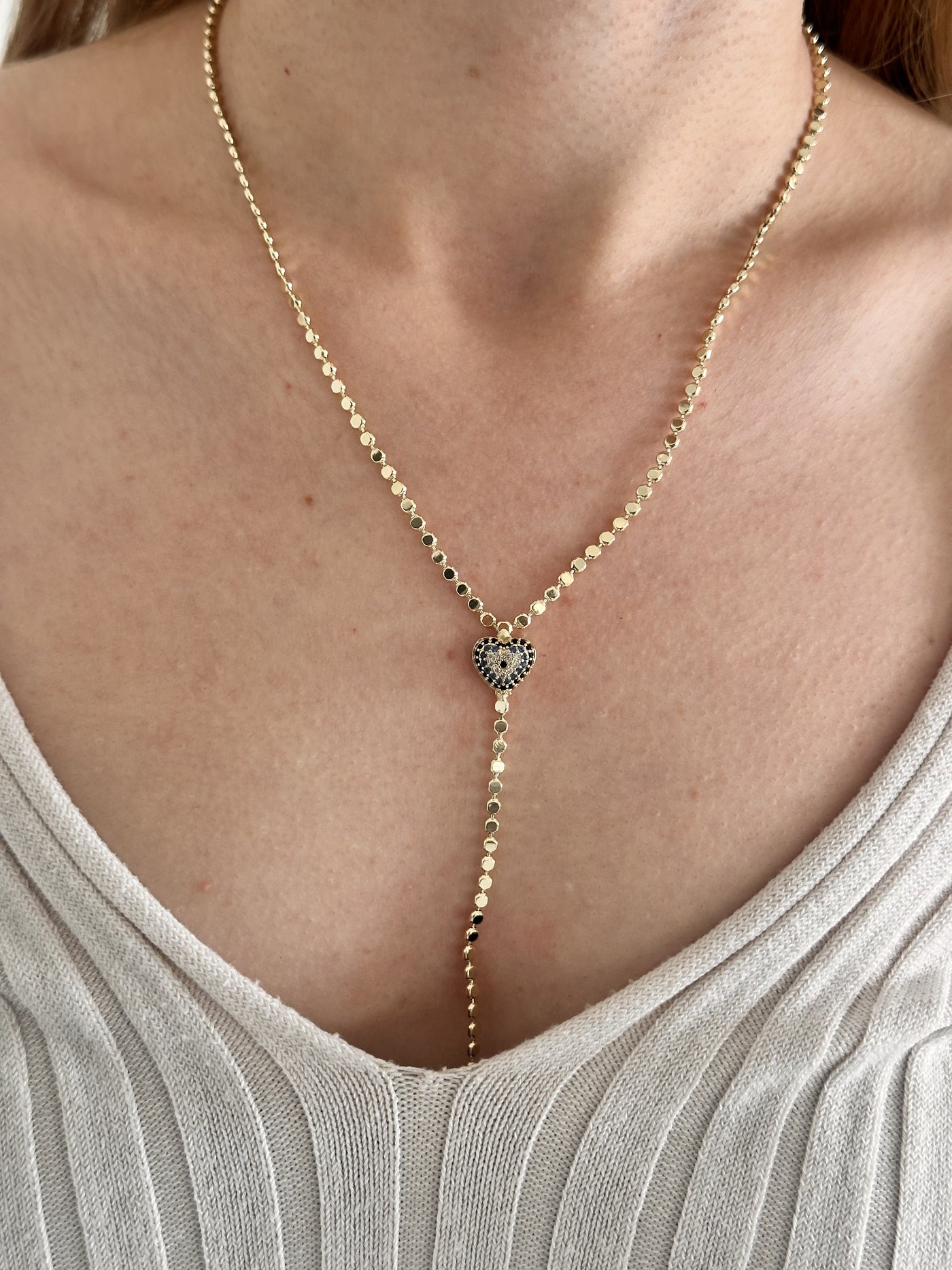 14K Çelik Üzeri Altın Kaplama Nazar Boncuğu Detaylı Y Ezme Zincir Kolye