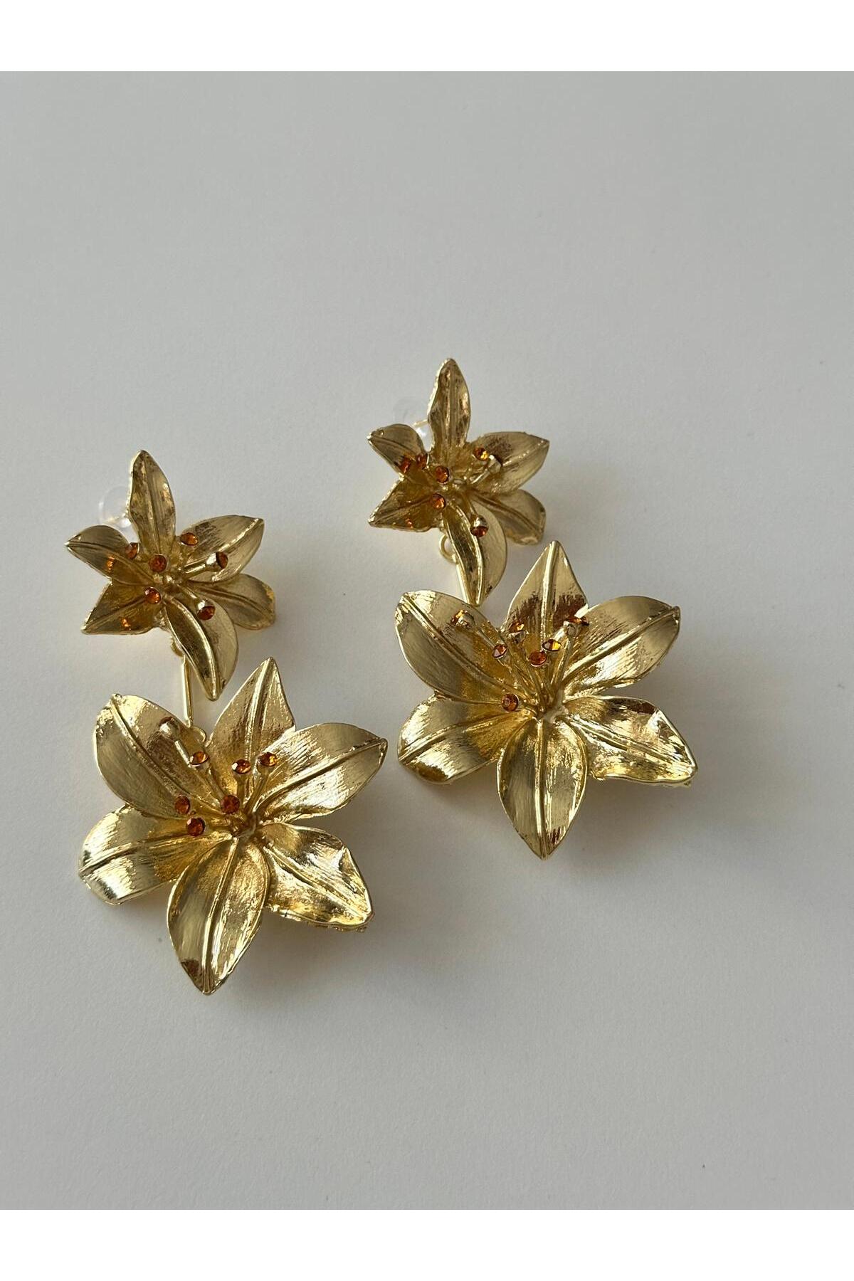 14K 2 Çiçekli Küpe