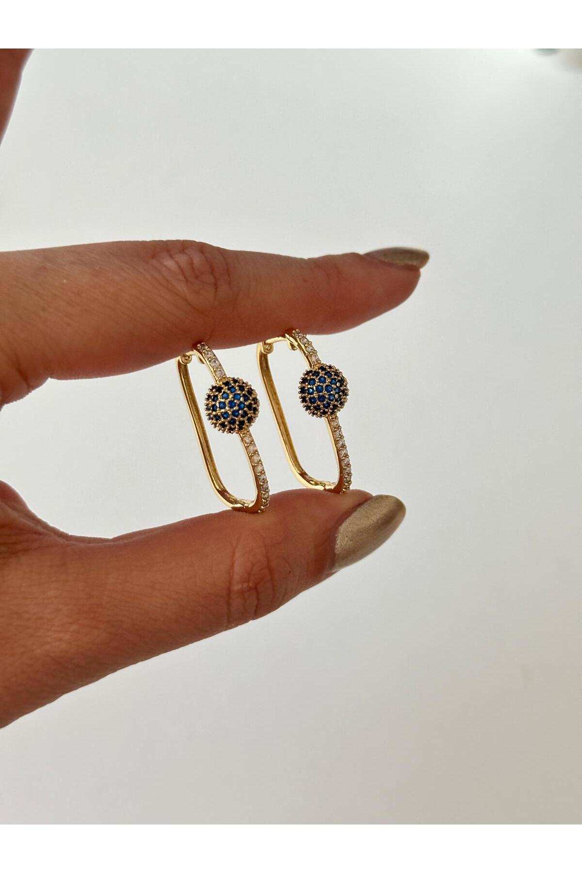 14K Renkli Zirkon Taşlı Küpe