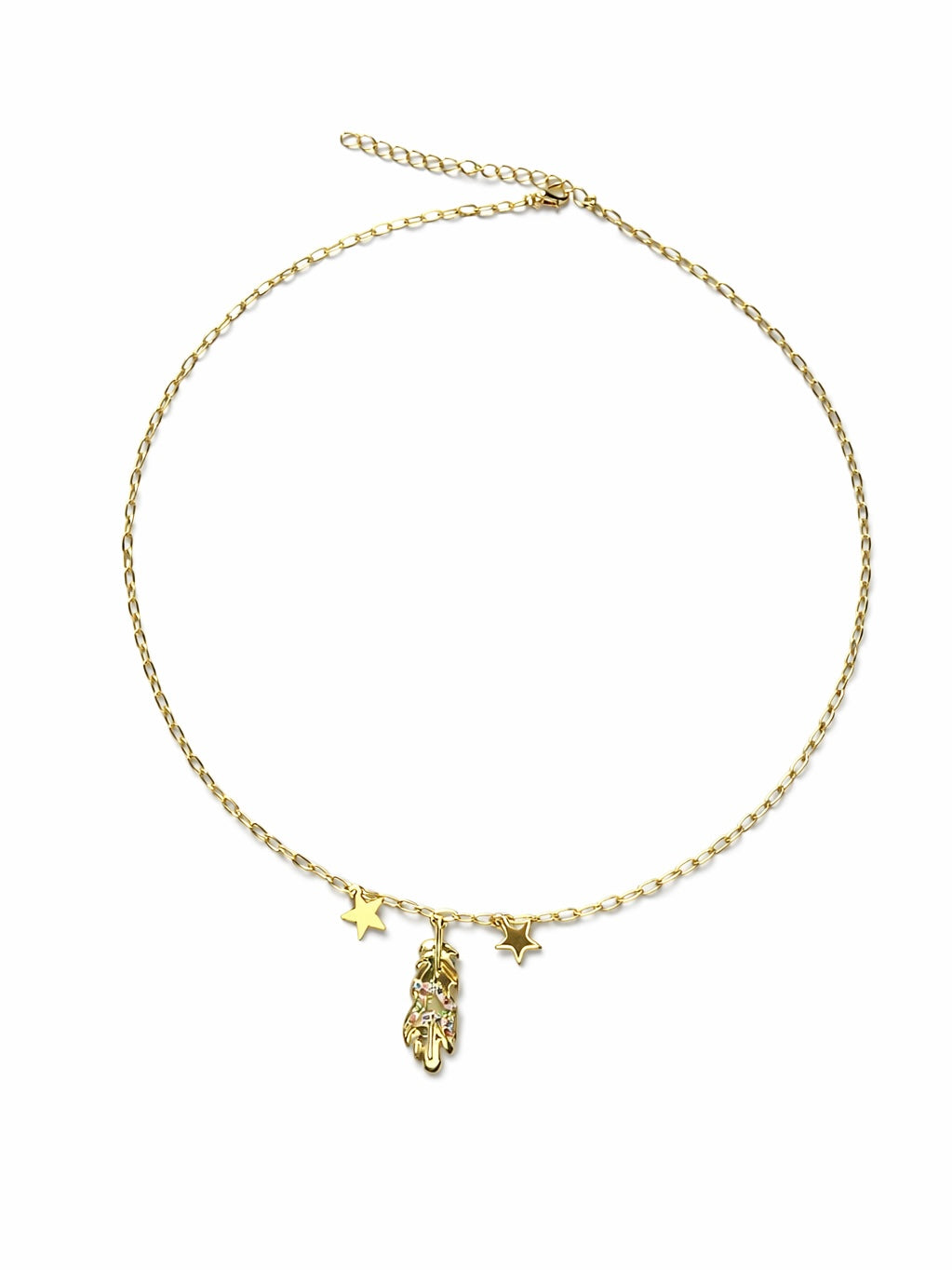 14K Altın Kaplama Renkli Zirkon Taş Yıldız Kolye