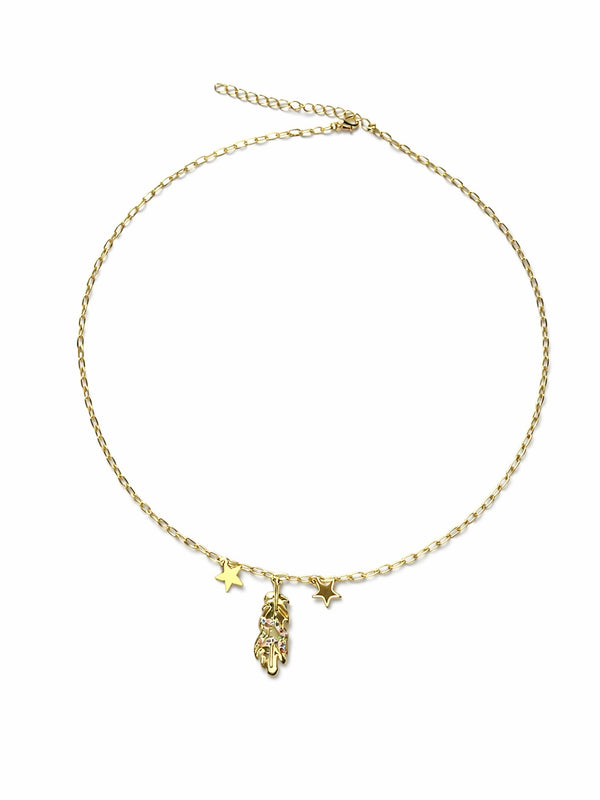 14K Altın Kaplama Renkli Zirkon Taş Yıldız Kolye