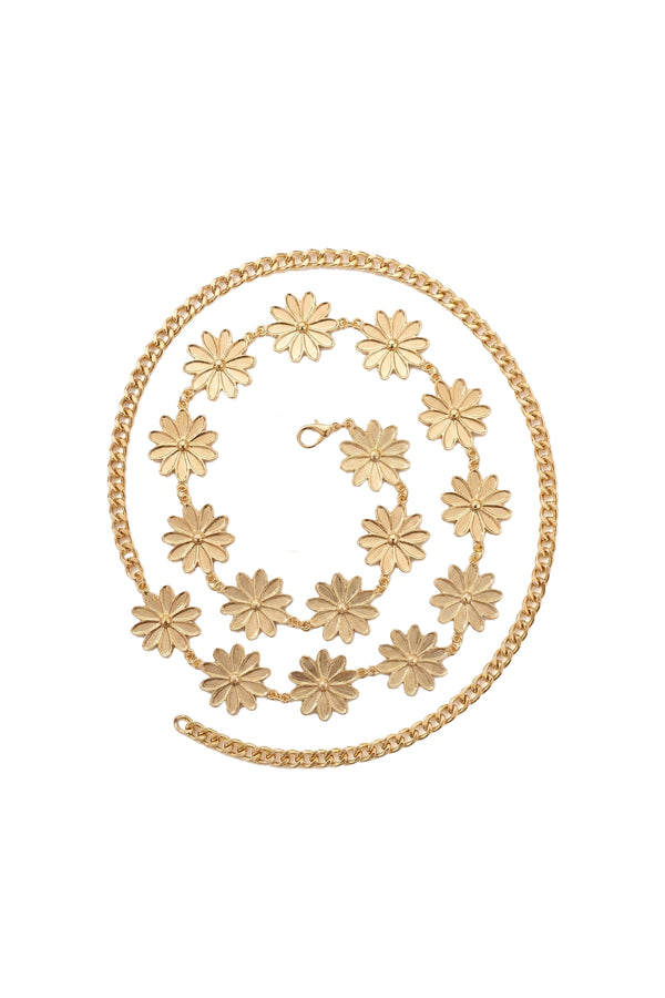 Gold Desenli Bel Zinciri