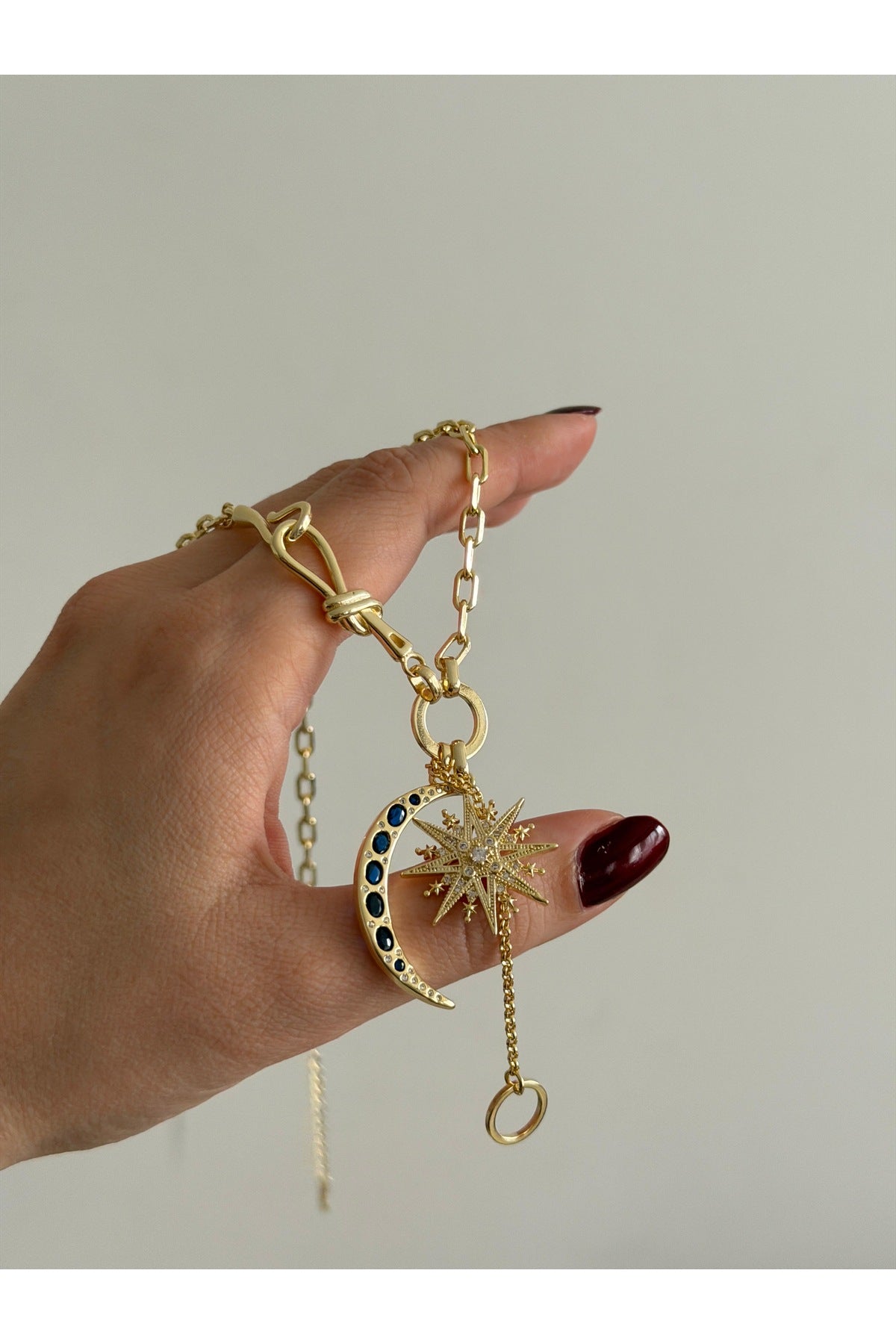 Çelik özel koleksiyon ay yıldız kolye