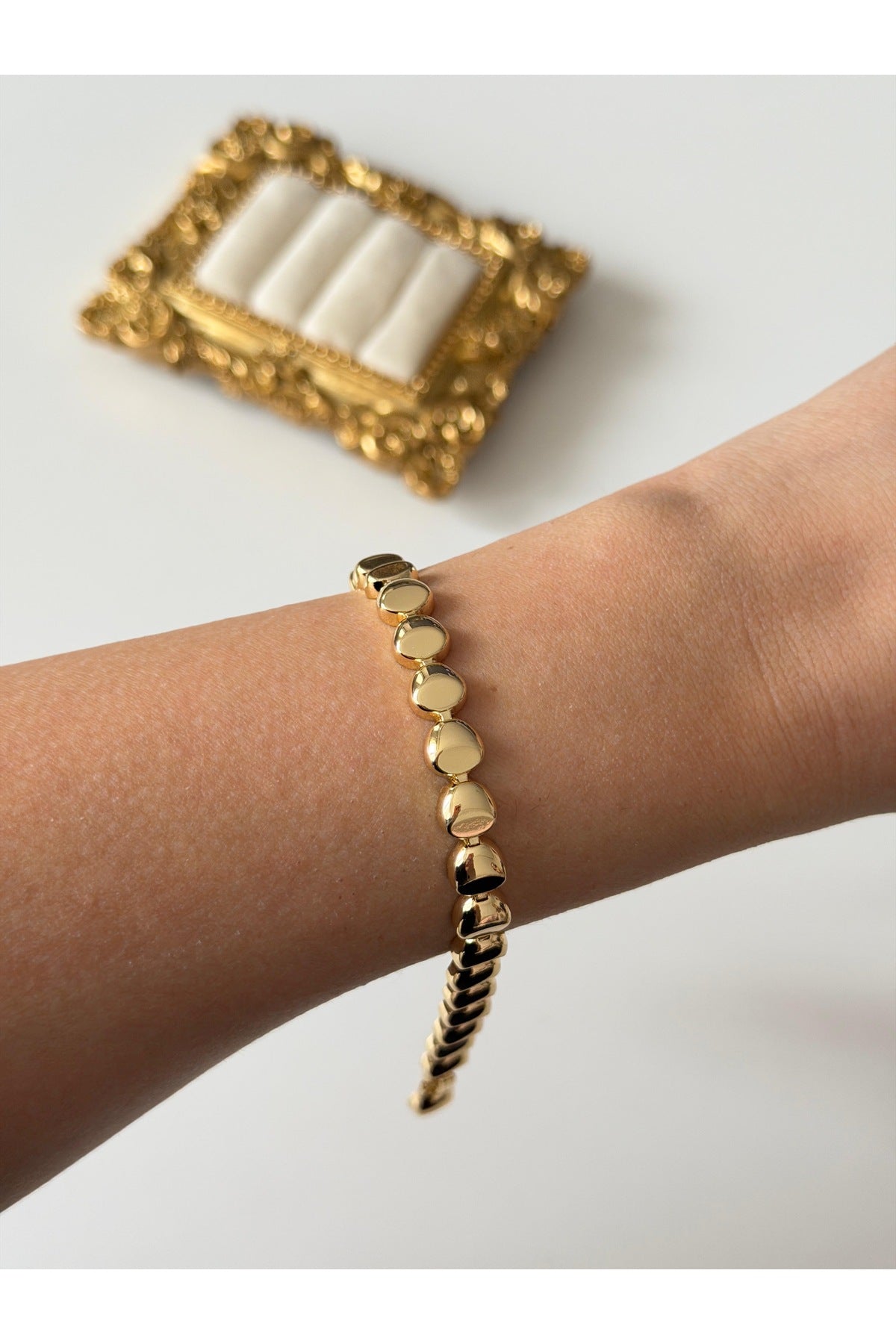 Çelik gold taşsız sıralı bileklik