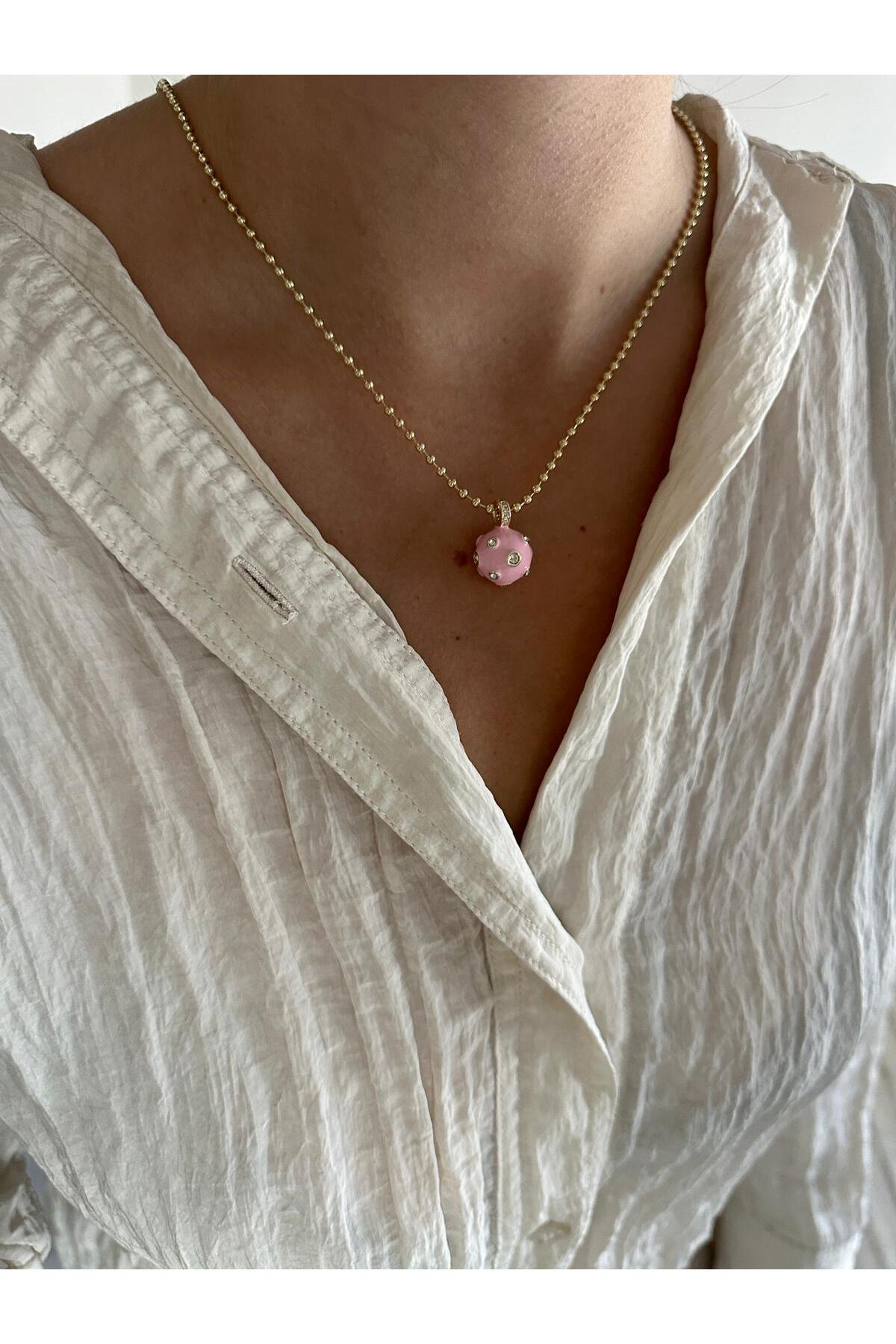 14K Çelik Üzeri Altın Kaplama Dorika Zincir Topçuk Kolye