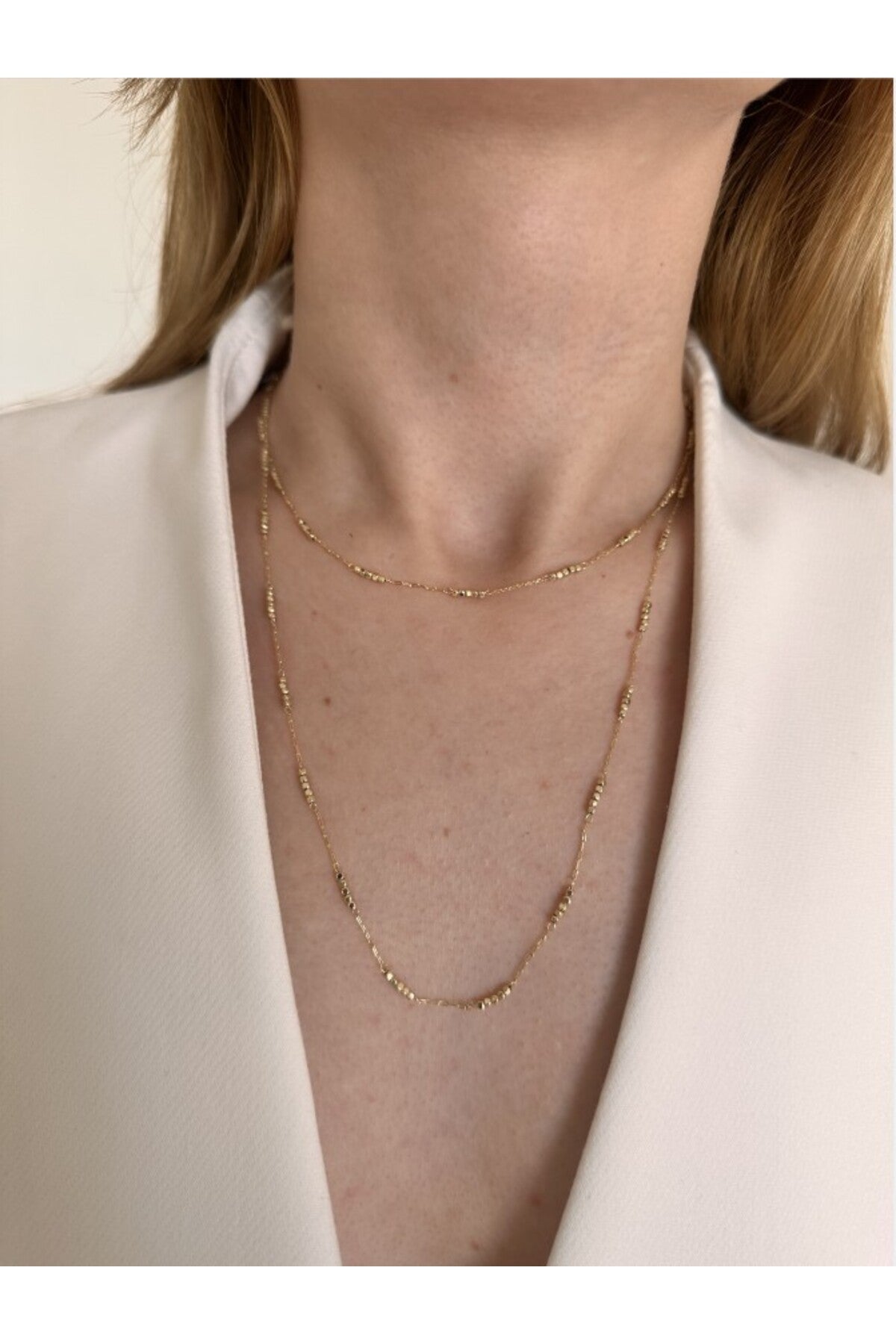 14K Çelik Üzeri Özel Seri 90 Cm Kolye