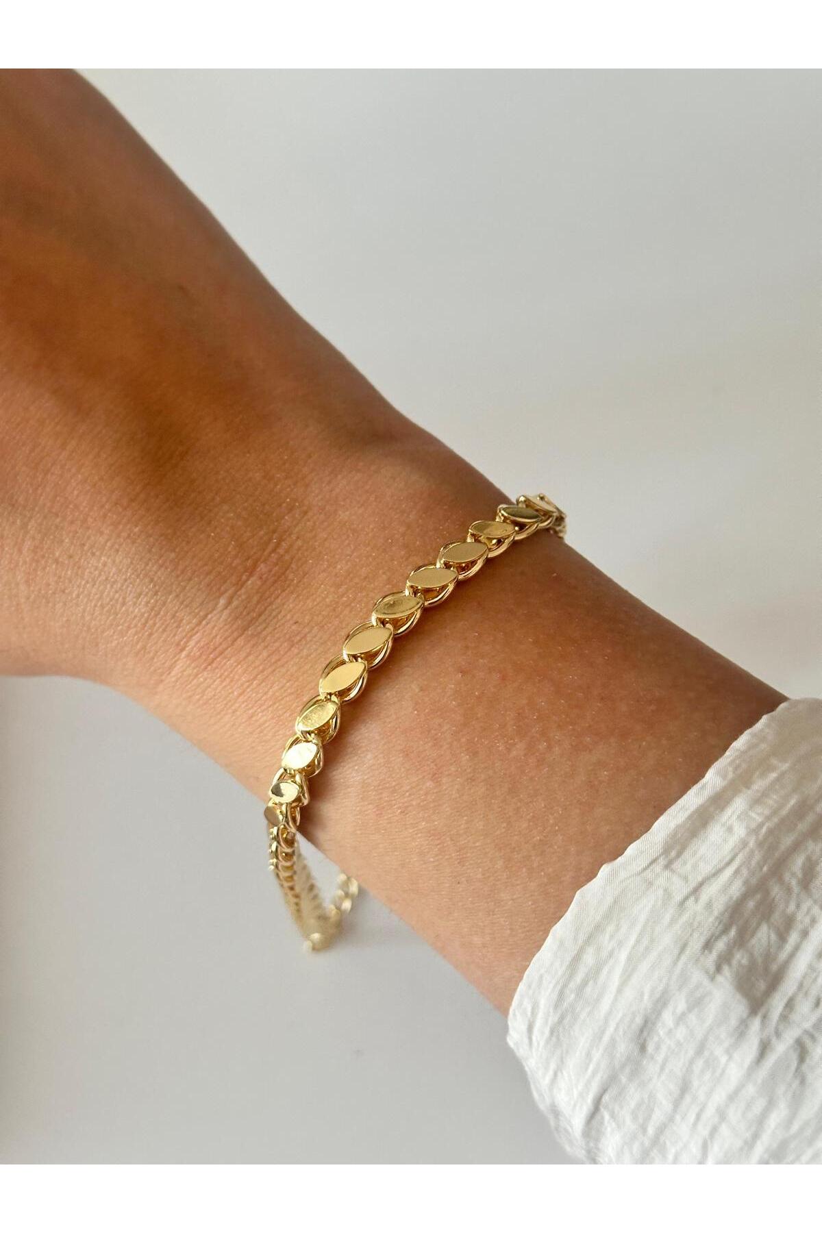 14k Çelik Üzeri Altın Kaplama Arpa Bileklik