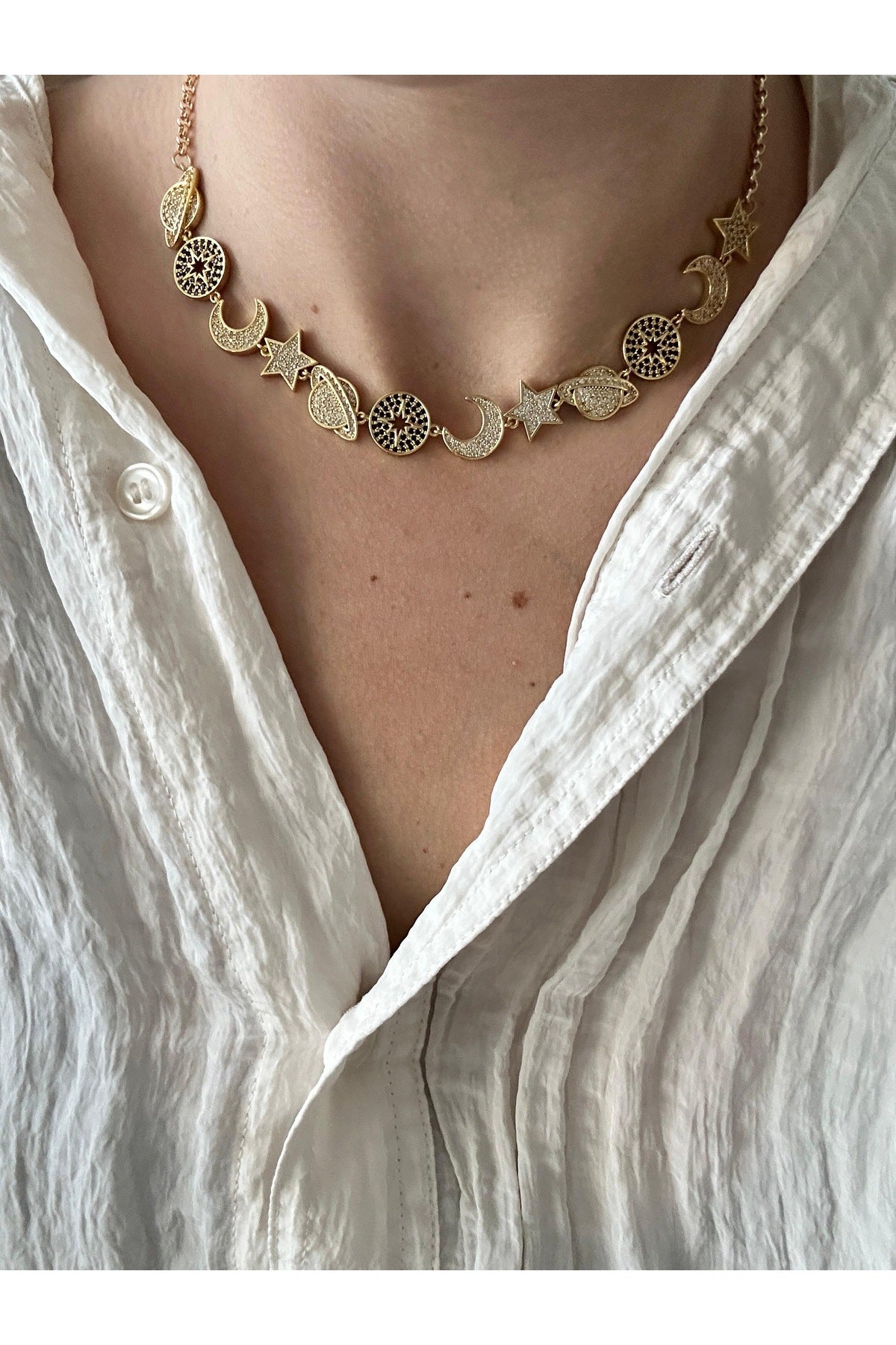 Çelik özel seri manifest şans gezegen kolye