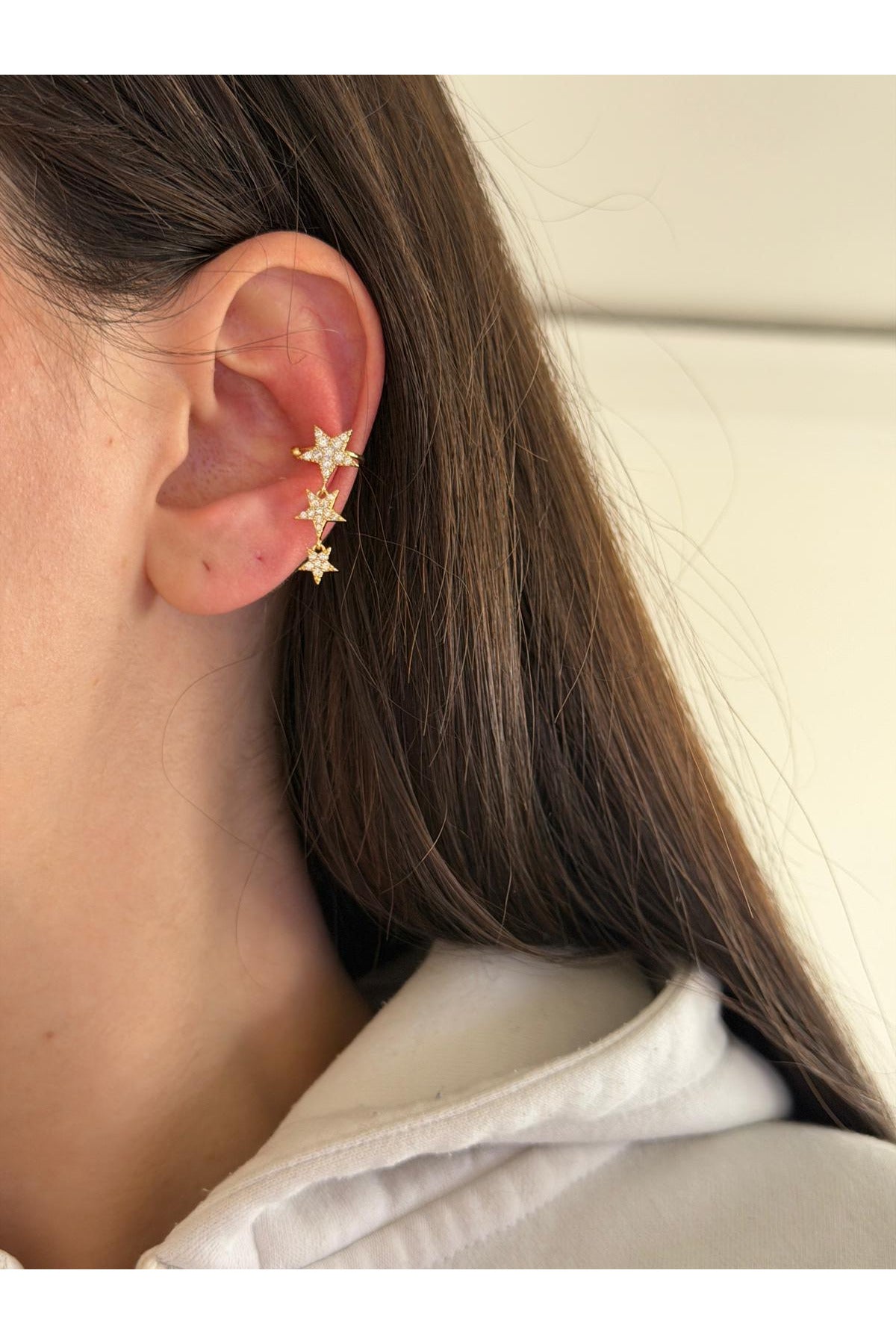 14K Çelik Üzeri Altın Kaplama Özel Seri Kıkırdak Küpe