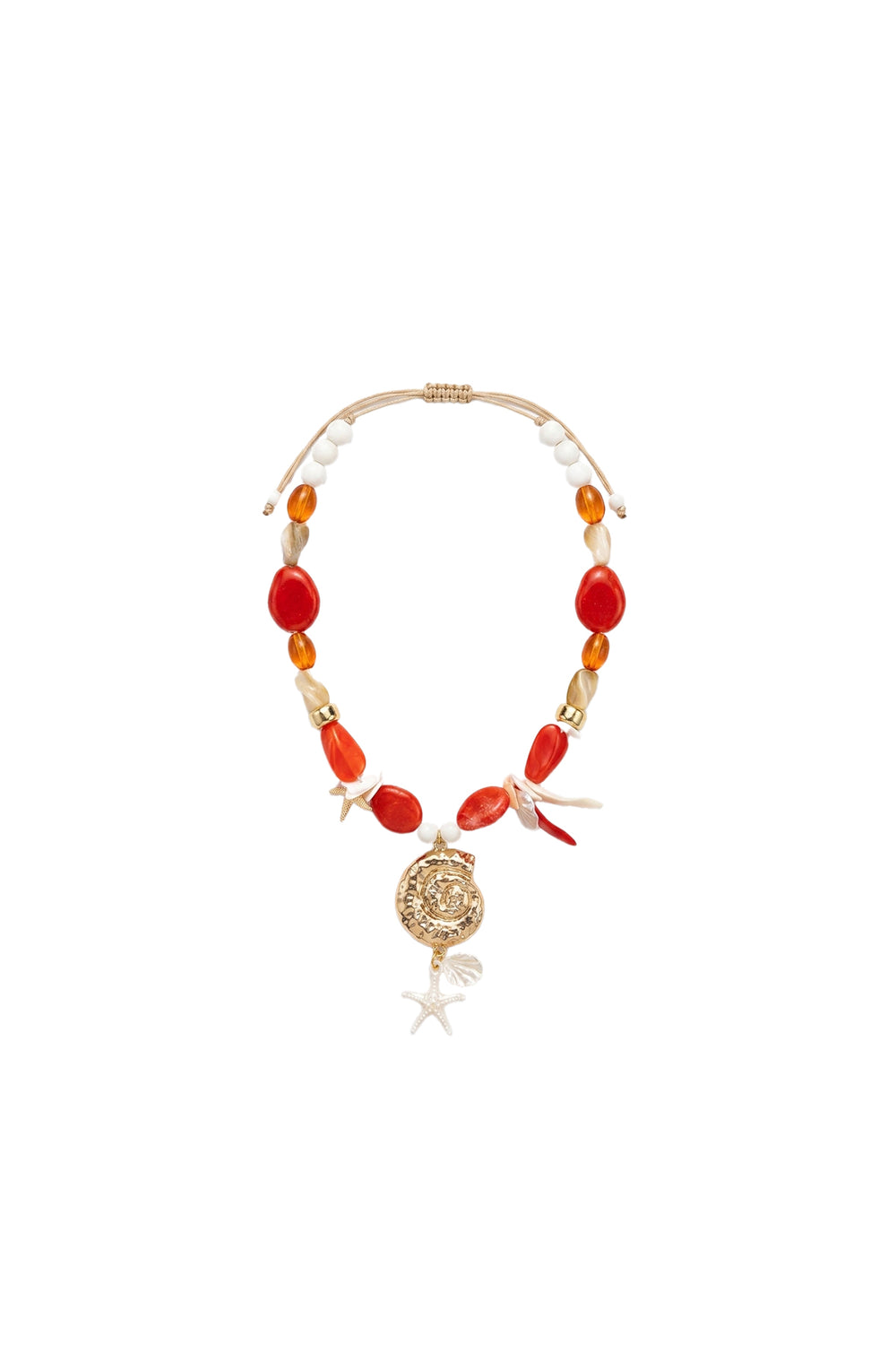 Seashell Collection Spiral Charm Kolye Kırmızı
