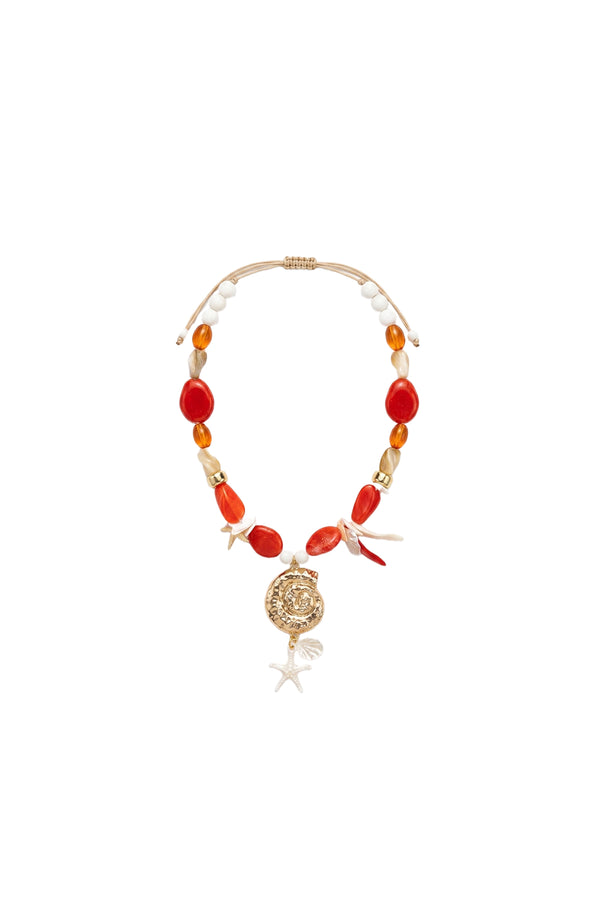 Seashell Collection Spiral Charm Kolye Kırmızı